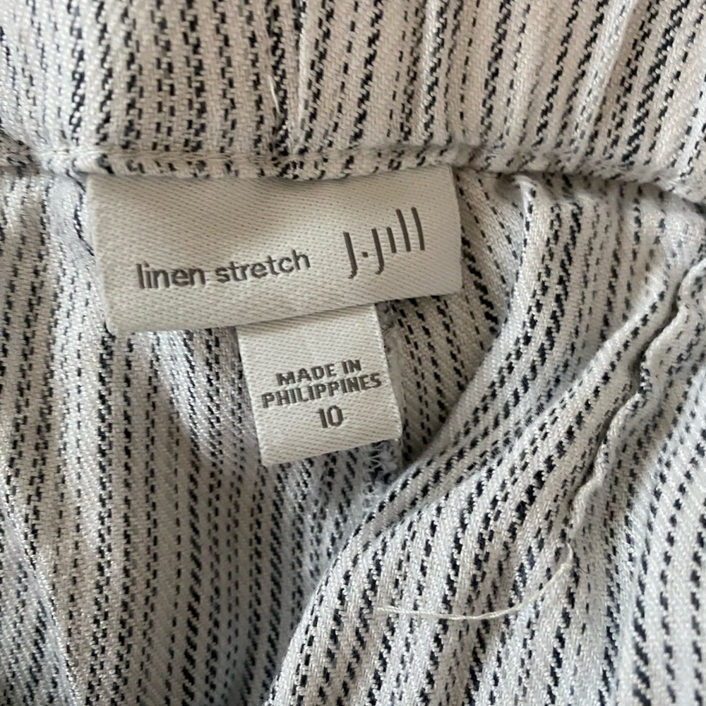 J. Jill White Grey Pinstriped Stretch Linen Pant - Picture 6 of 7